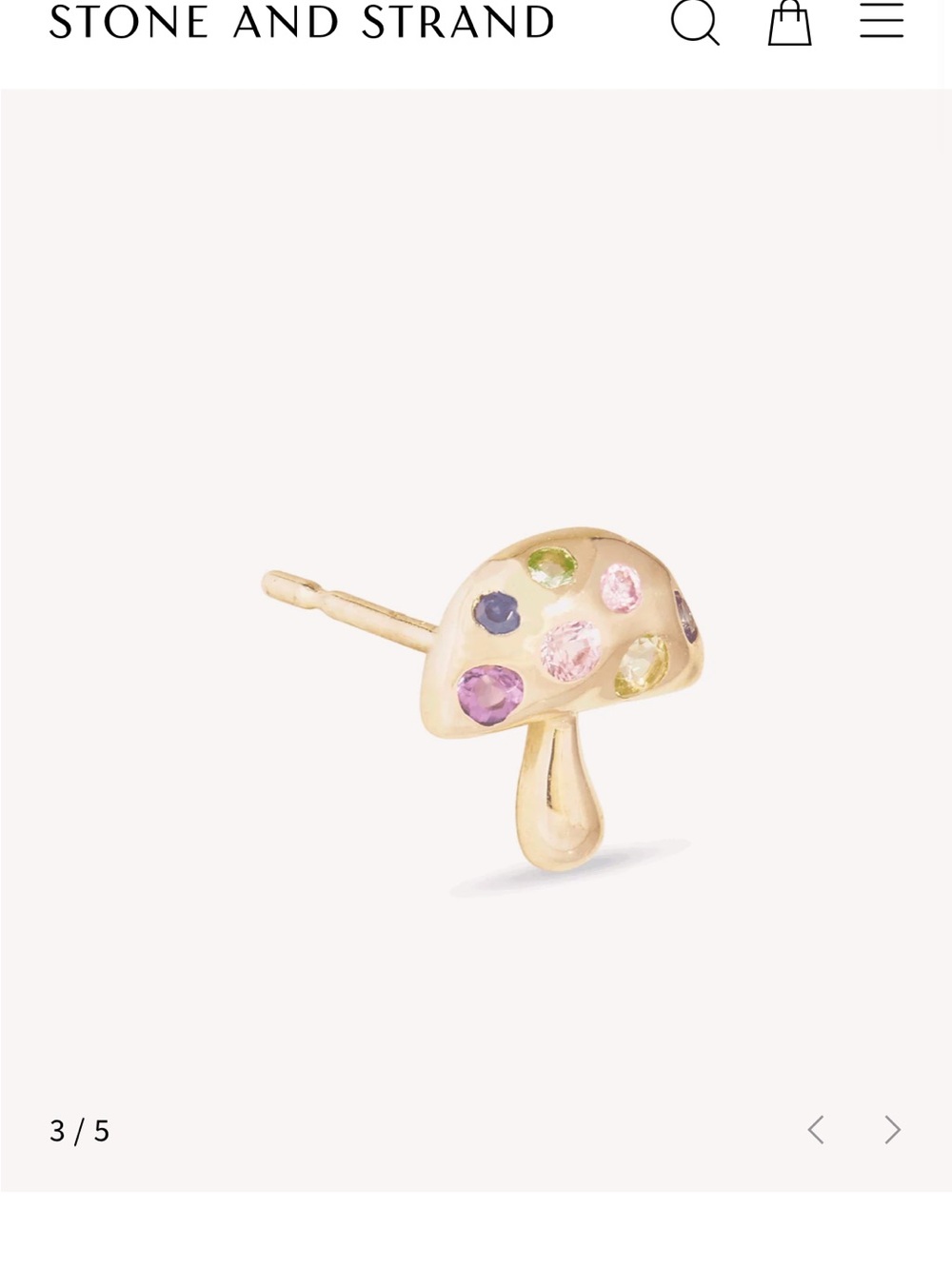 Stone & Strand 10k Gold Mushroom Stud Earrings with Multicolor Gems (pair of 2)